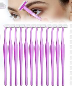 Thinp 12 maquinillas de afeitar para cejas, maquinilla de afeitar para mujer, maquinilla de afeitar de cejas para mujer, afeitadora en forma de T para cejas, mini maquinilla de afeitar de acero