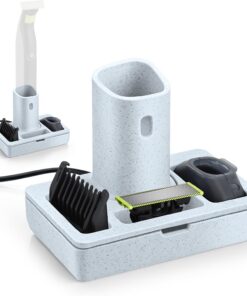 Enhon Base de carga compatible con maquinilla de afeitar eléctrica Norelco OneBlade 360, base de carga con agujeros de drenaje y ventana de señal de carga para mango de afeitadora, cuchillas y