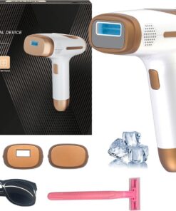 Dispositivo de depilación IPL con tecnología de refrigeración por hielo, dispositivo de depilación láser 2026 con HR/SC/RA/BT, 10 niveles de energía, 999,999 destellos para mujeres/hombres, facial