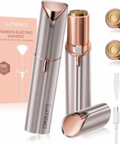 Removedor de vello facial para mujer, afeitadora para mujer, removedor de vello facial recargable, sin dolor, con dos cabezales de repuesto para vello facial oro