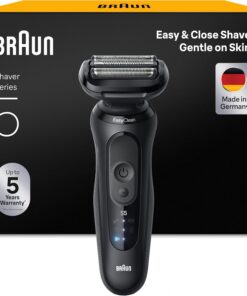 Braun Series 5 Afeitadora Eléctrica, 52-N1000SI, Negro | Máquina de Afeitar Resistente al Agua, 2 Modos de Afeitado, Recargable, 50 Min de Uso, Láminas Flexibles, Carga Rápida