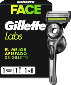 GilletteLabs Maquinilla de Afeitar Hombre con 1 Recambio | Mango UEFA Champions League Special Edition con Barra Exfoliante Integrada + 1 Cuchilla de Afeitar Y Colgador de Pared