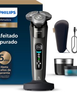 Philips i9000, Afeitadora Eléctrica Hombre, Máquina de Afeitar Barba en Seco y Mojado, Tecnología SkinIQ, Base de Carga, Recargable, Estuche de Viaje, Centro de limpieza, X9002/30