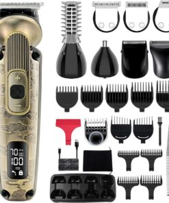 Hatteker Recortadora de barba y bigote para hombres, 8 en 1, velocidad ajustable, impermeable, recortadora de pelo con cuchilla en T, afeitadoras eléctricas, kit de aseo inalámbrico para hombre con