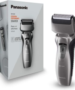 Panasonic ES-RW33-H503 - Afeitadora y recortadora para hombre (2 en 1, hojas precisión nanométrica, cabezal giratorio flexible, lavable, hojas dobles, luz de carga, funda de viaje) gris