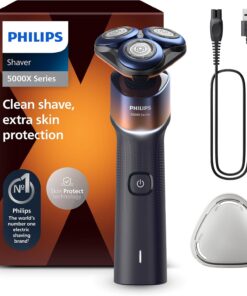 Philips Serie X5000 Afeitadora Eléctrica Hombre, Máquina de Afeitar Barba, 27 cuchillas, Cuida la piel, Cabezal flexible 360º, 50min de uso, En Seco y Húmedo, Recargable, X5012/00, Naranja