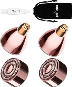 Cabezales de repuesto Gen 3 para un toque final impecable, cuchillas de depilación facial sin dolor de oro de 18 quilates con exclusivo cabezal recortador de cejas, 2 cabezales faciales + 2 cabezales