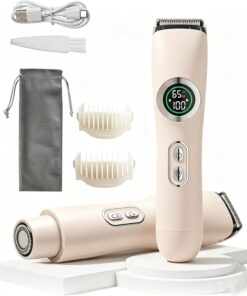 Afeitadora eléctrica 2 en 1, recortadora de bikini para mujer con pantalla LED y luz, IPX6 impermeable para uso húmedo y seco,