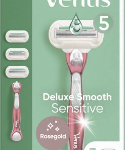 Gillette Venus Deluxe - Maquinilla de afeitar suave y sensible para mujer, 3 unidades, con 5 cuchillas duras como un diamante