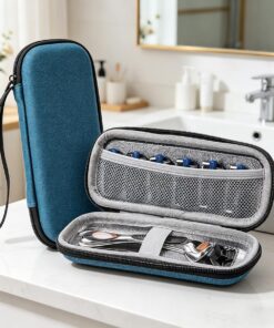 Funda rígida de EVA vintage, portátil, duradera, resistente al agua, fácil de limpiar, para afeitadoras eléctricas y viajeros, caja de almacenamiento para viajes y actividades al aire libre, cuidado