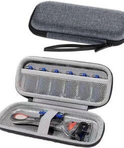 Funda para maquinilla de afeitar de viaje, estuche de viaje para maquinilla de afeitar para hombre, organizador de viaje con cremallera, bolsa de transporte con cremallera, GRY