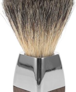 STOBAZA Brocha de Afeitar Facial de Pelo de Tejón Auténtico Aplicador de Espuma Densa para Hombre Cepillo de Barbería Ergonómico de Madera para Cuidado Barba y Afeitado