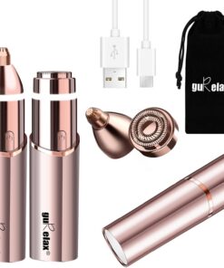 Gurelax Removedor de vello facial, peluquero personal para mujeres (lujo 2025 2 en 1), suave y rápido, recortador facial eléctrico de cejas para barbilla, labios, cara, nariz