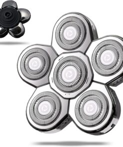 Cabezales de repuesto para afeitadora de cabeza, cuchillas de repuesto para hombres calvos, cuchillas giratorias 7D de acero inoxidable para maquinilla de afeitar eléctrica, color plateado