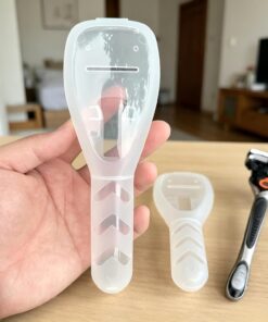Estuche portátil para maquinilla de afeitar de viaje, plástico transparente a prueba de polvo, caja de almacenamiento protectora manual, organizador de artículos de aseo ligero, solo funda