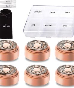 Cabezales de repuesto para removedor de vello impecable Gen 2, cabezal de repuesto para removedor de vello facial de oro de 18 quilates con caja de almacenamiento de compartimento, cuchillas de