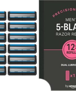 by Amazon Recambios de cuchillas de cinco hojas para hombre (12 Unidad)(Anteriormente marca Solimo), Paquete de 2