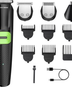 BarberBoss Kit de cuidado personal todo en uno para hombre: recortadora de barba, cortadora de pelo, recortadora de nariz, cuidado facial y corporal, inalámbrica y recargable