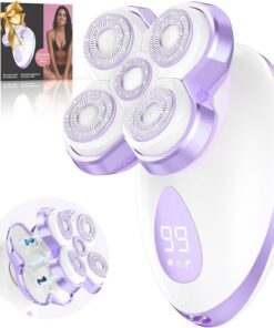 Maquinillas de afeitar eléctricas para mujer – Afeitadora eléctrica mejorada para mujeres con cabezales magnéticos, kit de removedor de pelo giratorio para piernas y cara, recortadora para piel