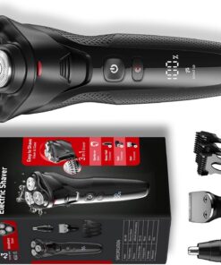 rategist Maquinilla de afeitar eléctrica para hombre inalámbrica: afeitadora eléctrica 3 en 1 para cara, barba, nariz, patillas de lado, kit de viaje impermeable IPX7, cuchillas de precisión y