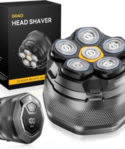 Afeitadoras de cabeza para hombres calvos, IPX7 impermeables, cuchillas de acero autoafilables magnéticas 6D, afeitado suave en 3 minutos, húmedo y seco, uso de 180 minutos, carga rápida tipo C, fácil