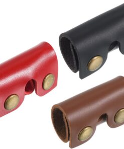 PATIKIL Cubierta protectora de cuero para cabeza de afeitadora, 3 en 1 de seguridad para cabeza de afeitadora, cubierta de punta de afeitadora para viajes, rojo, negro y marrón