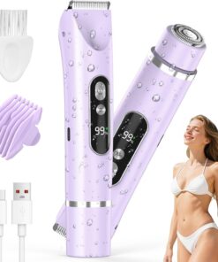 Maquinilla de afeitar eléctrica 2 en 1 para mujer, depiladora facial IPX7, impermeable e indolora, afeitadora de doble cabeza con luz LED, maquinilla de afeitar portátil para cara, cuerpo, piernas