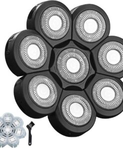 Cabezales de repuesto para afeitadora de cabeza, cuchillas flotantes 8D afiladas de acero inoxidable para hombre, cabezales de repuesto para afeitadora eléctrica giratoria (8 cabezales (negro)