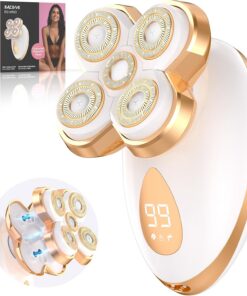 Maquinillas de afeitar eléctricas para mujer – Afeitadora eléctrica mejorada para mujeres con cabezales magnéticos, kit de removedor de vello giratorio para piernas y cara de bikini, recortadora para