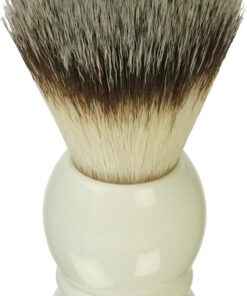 Brocha de afeitar de pelo sintético con mango acrílico blanco, altura 9,5 cm