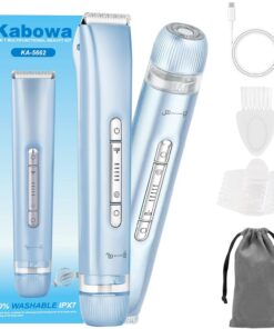 Recortadora de bikini 2 en 1 para mujer, maquinilla de afeitar eléctrica de doble cabeza, IPX7, impermeable, uso húmedo y seco, afeitadora eléctrica para mujer, área privada, cuerpo, axilas, piernas