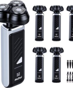 Paquete de 5 máquinas de afeitar eléctricas giratorias para hombres, 3D, cabeza flotante, maquinilla de afeitar giratoria, recargable por USB-C, fácil de limpiar, cabeza magnética, regalo ideal para