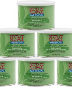 RESTASE | Cera Depilatoria Liposoluble, Micromica, Pieles Sensibles y Pelos Cortos y Difíciles, 6 x 400 ml, Made in Italy