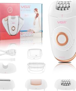VGR 739 Depiladora para mujer, dispositivo de depilación inalámbrico 3 en 1, recargable por USB, depiladora eléctrica con luz LED, 2 velocidades, afeitadora impermeable y depiladora para piernas
