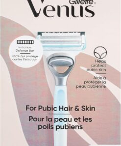 Gillette Venus Intimate Grooming - Cuchilla de afeitar para mujer con 2 recambios de cuchilla, recortadora de bikini para cabello púbico y piel