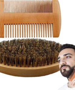 Cepillo de peine para barba, kit de aseo para hombres, juego de viaje con función de estilo, herramienta para el cuidado del bigote, accesorio de aseo para el cabello con construcción resistente, kit