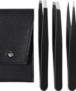 Brencco 4 Piezas Pinzas Depilar, Pinzas Profesionales para Cejas con Acabado Antideslizante, de Depilar de Acero Inoxidable para Cejas, Pestañas, Vellos Encarnados, Vellos de Barba