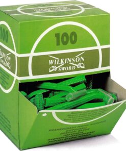 Wilkinson Sword Hospital - Caja de 100 Cuchillas de Afeitar unisex, verdes, de Acero aleado, Desechables con Caja Dispensadora Aptas para Uso Pre-Operatorio en Hospitales y Centros Sanitarios