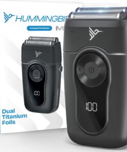 HUMMINGBIRD MK2 - Afeitadora compacta de papel de aluminio, sin rasguños, sin cortes, sin quemaduras de afeitar para hombres, portátil USB C recargable, maquinilla de afeitar eléctrica de doble