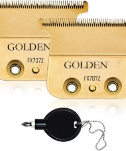 FX707Z DLC - Cuchillas de repuesto compatibles con BaByliss PRO Barberology, hoja de repuesto Gold FX compatible con recortadora BaBylissPRO FX787 y FX726 (dorado 707Z/2 piezas)