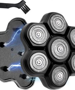 Cabezal magnético de repuesto 7D para hombres calvos, cabezal flotante universal de 7 cuchillas compatible con afeitadoras rotativas eléctricas Shpavver, Wyklaus y más, afeitado rápido y cómodo