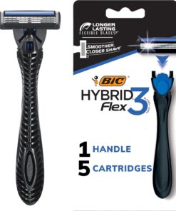 BIC BIC Flex3 Hybrid - Maquinilla de afeitar desechable para hombre, 1 mango y 5 cartuchos, 1 uds. por paquete, 1[set de ]
