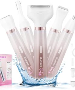 Maquinilla de afeitar eléctrica 5 en 1 para mujer, removedor de vello facial sin dolor, recortadora de bikini recargable para mujer, maquinilla de afeitar facial húmeda/seca para cara, nariz, cejas,