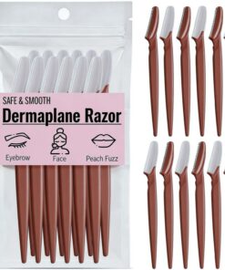 Dermaplane - Maquinilla de afeitar para mujer - Maquinilla de afeitar suave para mujeres y kit de maquinilla de afeitar de cejas para eliminar pelusas de melocotón, hoja protectora segura, removedor