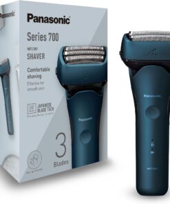 Panasonic Series 700 ES-ALT4B Afeitadora Eléctrica 3 Hojas para Uso en Seco y Húmedo para Hombres, Inalámbrica Impermeable, Sensor Receptivo, Cabezal Flexible, Trimmer, Agarre Ergonómico, Azul