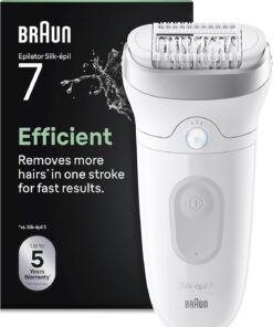 Braun Silk·épil 7 Depiladora Eléctrica Mujer, 7-011, Plata | Depiladora Corporal con Cabezal Ancho para Una Fácil Eliminación del Vello, Resistente al Agua, Set con Cepillo de Limpieza