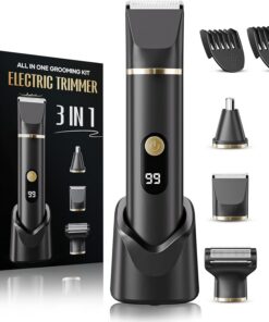 Recortadora de barba para hombre, IPX7, impermeable, recortadora de vello corporal, afeitadora eléctrica, kit de aseo inalámbrico para barba, nariz, orejas, piernas, pecho, ingle, púbico