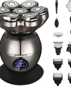 Afeitadoras de cabeza para hombres, [Trim 3.0 Pro Series] – Afeitadora eléctrica de cabeza calva y recortadora de pelo corporal, kit de aseo 5 en 1 – Cabezales flotantes magnéticos 7D, carga