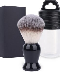 Juego de brochas de afeitar portátiles para hombre, cepillo de afeitar de pelo sintético blanco con estuche de viaje en espiral, accesorio de aseo plegable para el hogar y viajes