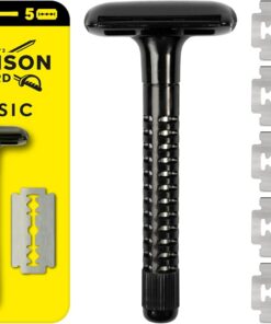 Wilkinson Sword Classic - Máquina de Afeitado Clásico Masculino + 5 Hojas de Afeitar de Doble Filo